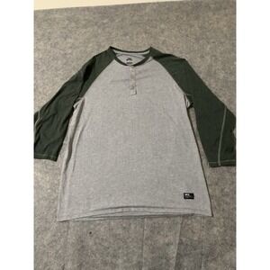 Nike SB Large Grey Green Henley T Shirt 3/4 Sleeve 639907-064 Dri Fit